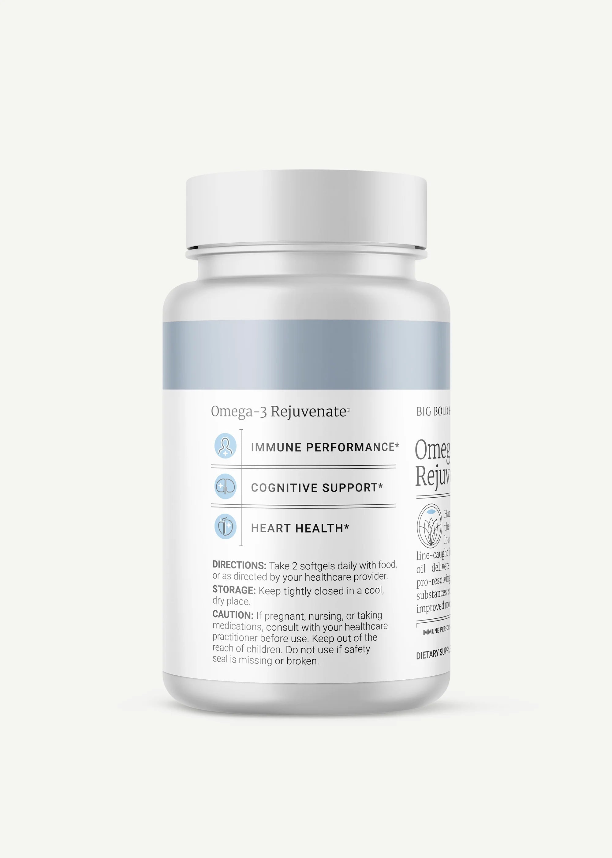 HTB Rejuvenate supplement bottle with capsules and wooden backdrop.